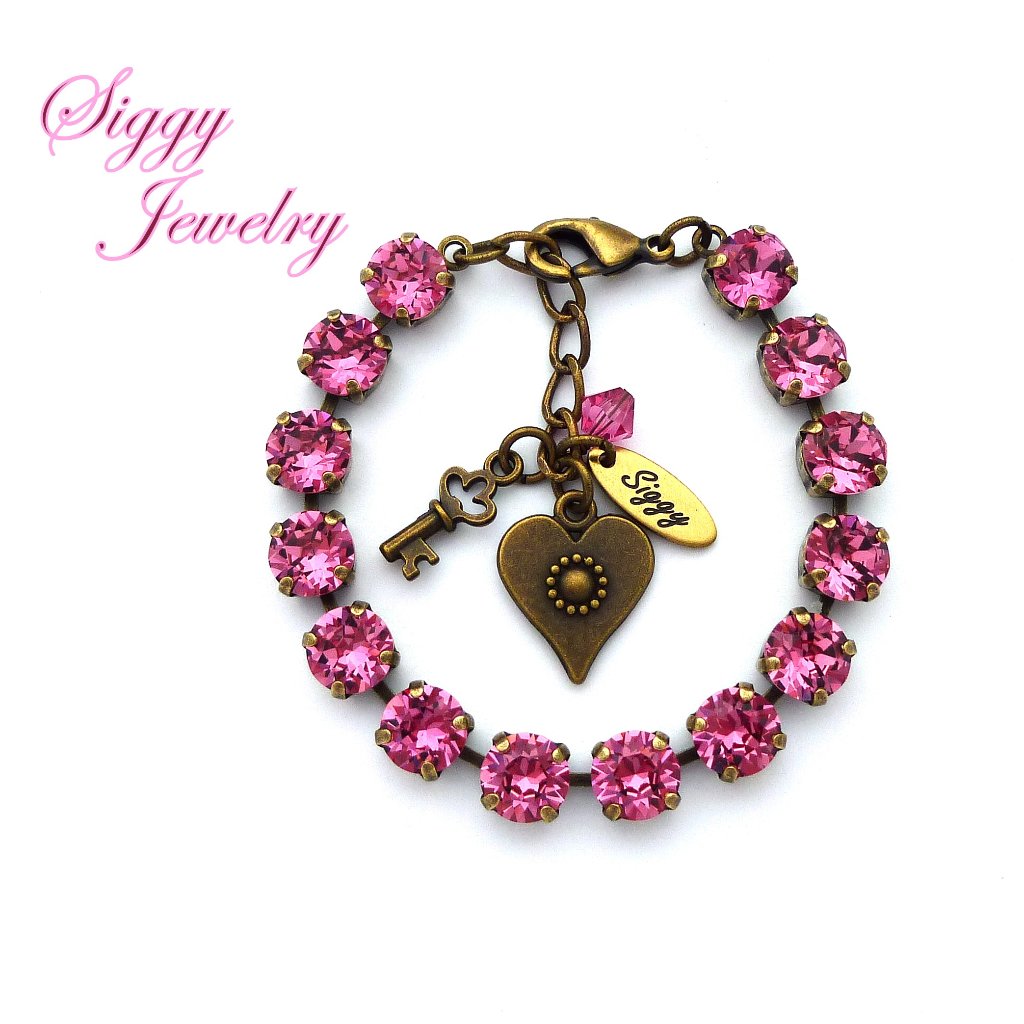 Swarovski Crystal Tennis Bracelet, 8mm Rose Pink